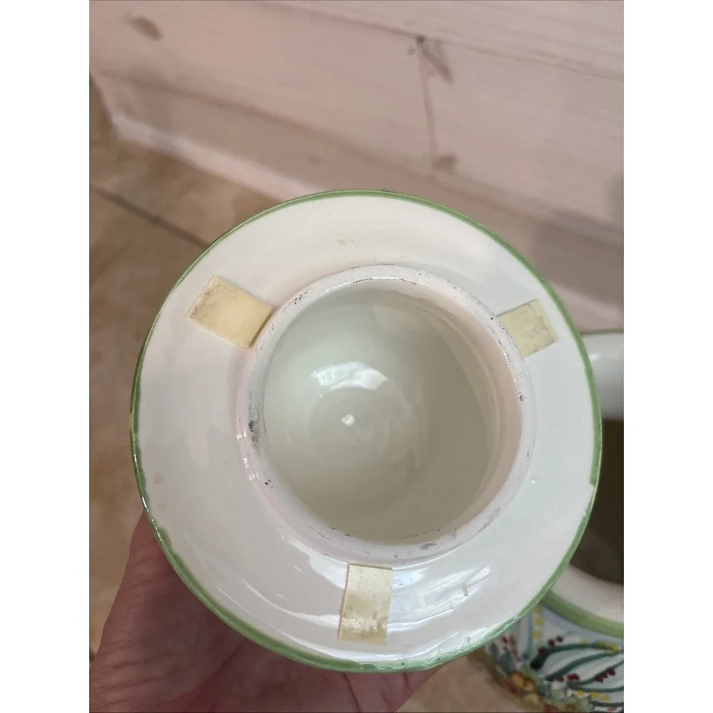 Vintage Di Camillo Biscotti 1920 Italy Hand Painted Majolica Ceramic Lidded Urn